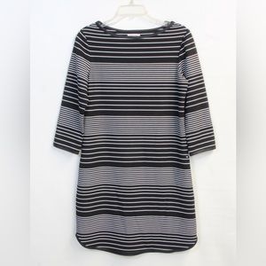 Max Studio Women's Black & Ivory Striped 3/4 Sleeve Above Knee Dress Size Small